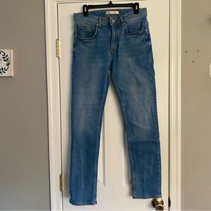 Zara Premium Denim Wear Skinny Straight Leg Jeans Medium Light Wash Blue Size 30